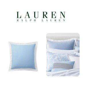 LAUREN RALPH LAUREN Joanna 1 EURO SHAM Linen Blue White 26x26 Flange Square